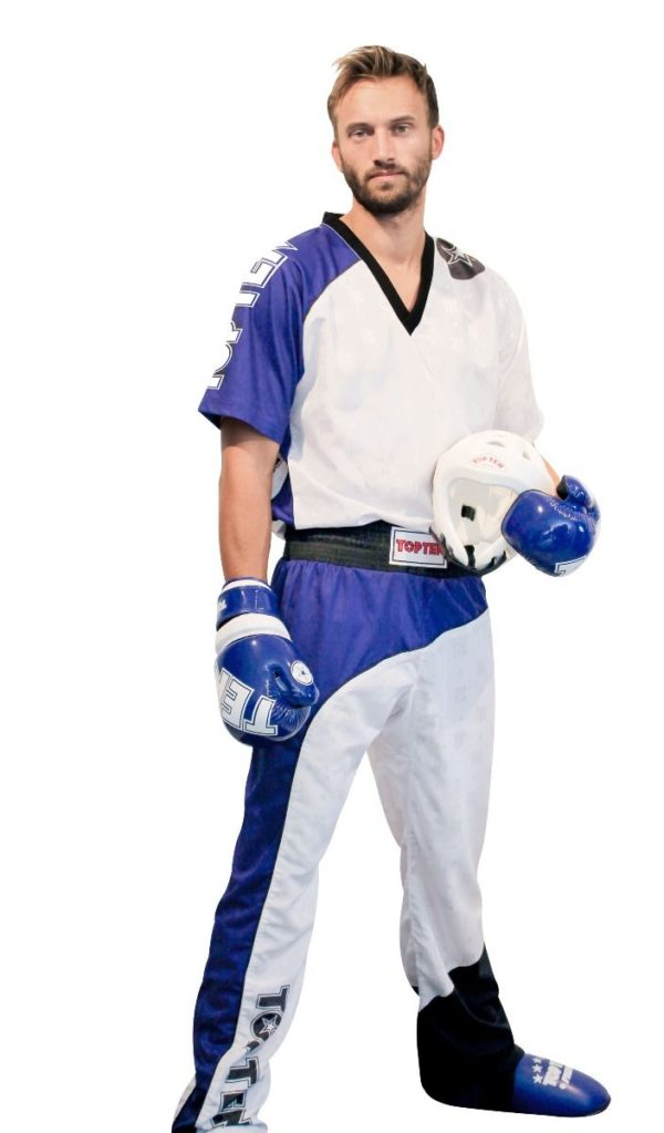 TOP TEN Kickbox Uniform Bow Weiß-Blau
