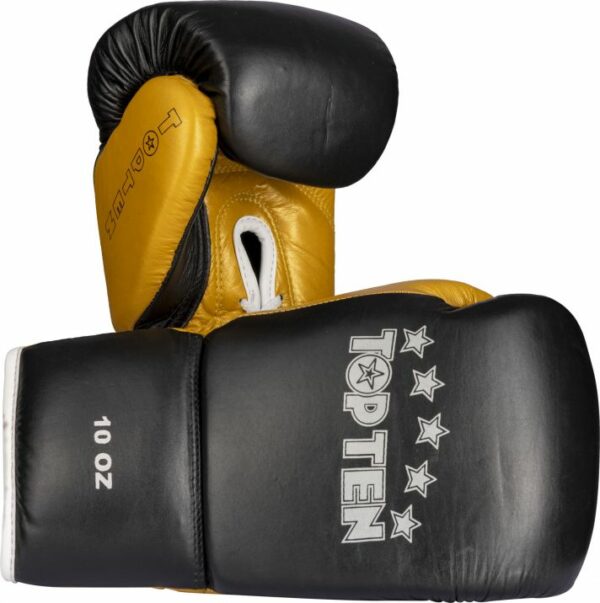 TOP TEN Boxhandschuhe Profi Schwarz-Gold