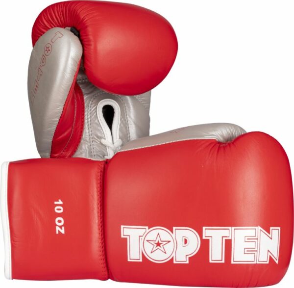 TOP TEN Boxhandschuhe Profi Rot-Silber